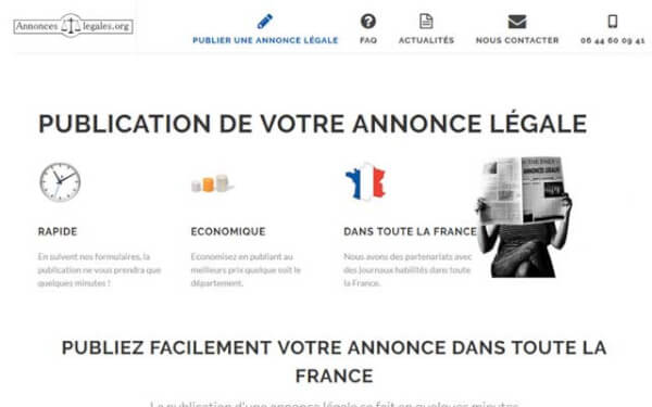 Site pour publier une annonce légale