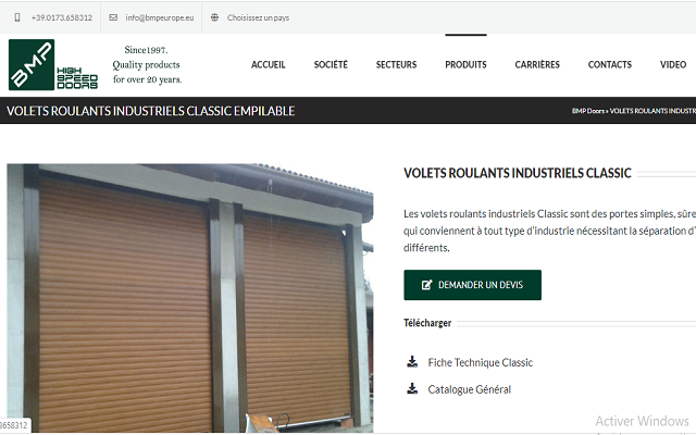 Fabricant de volets roulants industriels classic